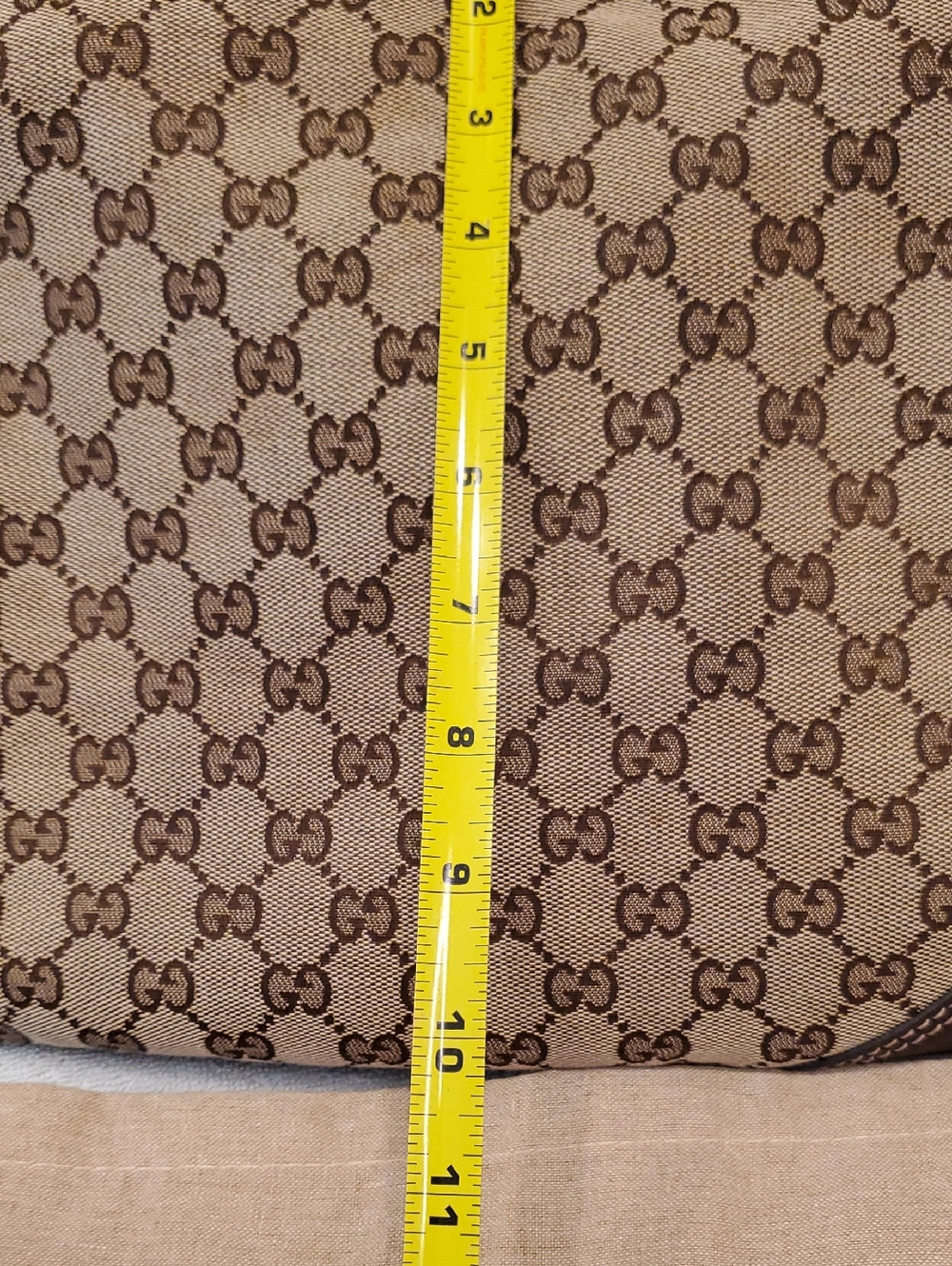 Gucci Brown GG Canvas Hobo Bag with Gold Double G Accent - Picture 11 of 15